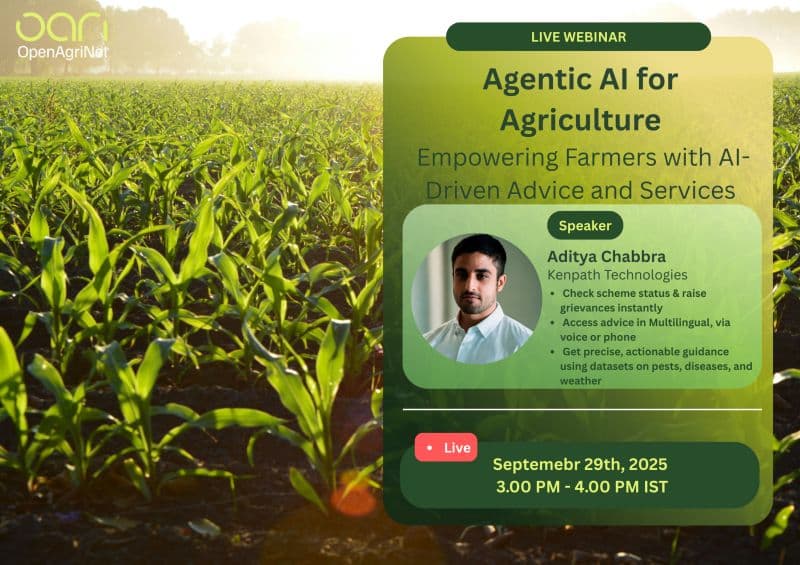 OpenAgriNet webinar poster — Agentic AI for Agriculture