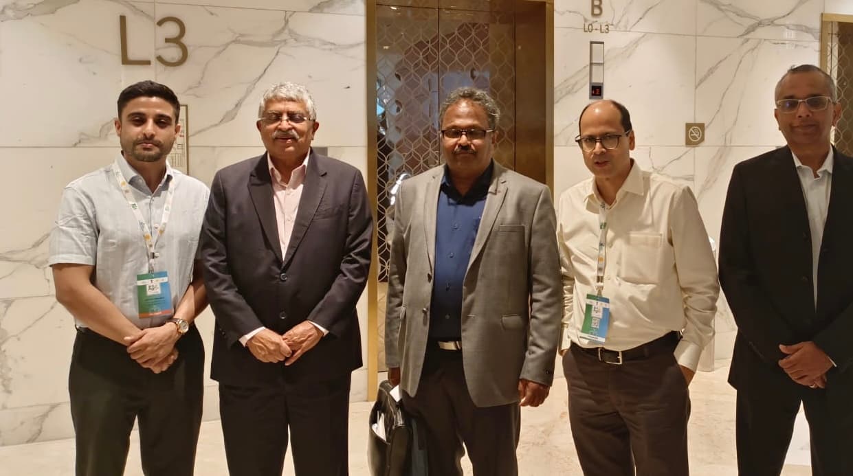 Aditya Chhabra with Nandan Nilekani, Jagadish Babu, Parimal Singh, and Shankar Maruwada from EkStep Foundation