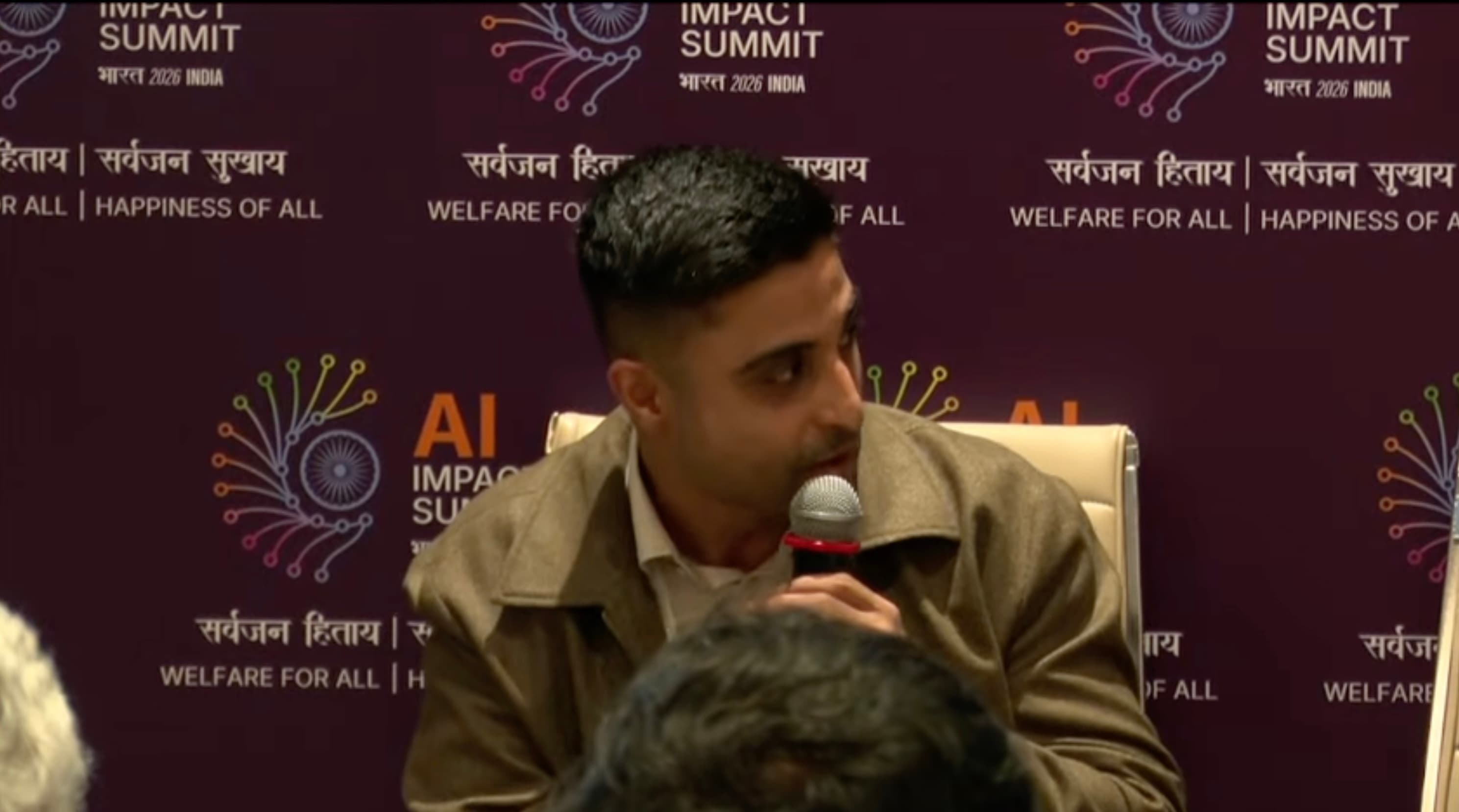 Aditya Chhabra addressing the audience at India AI Impact Summit 2026