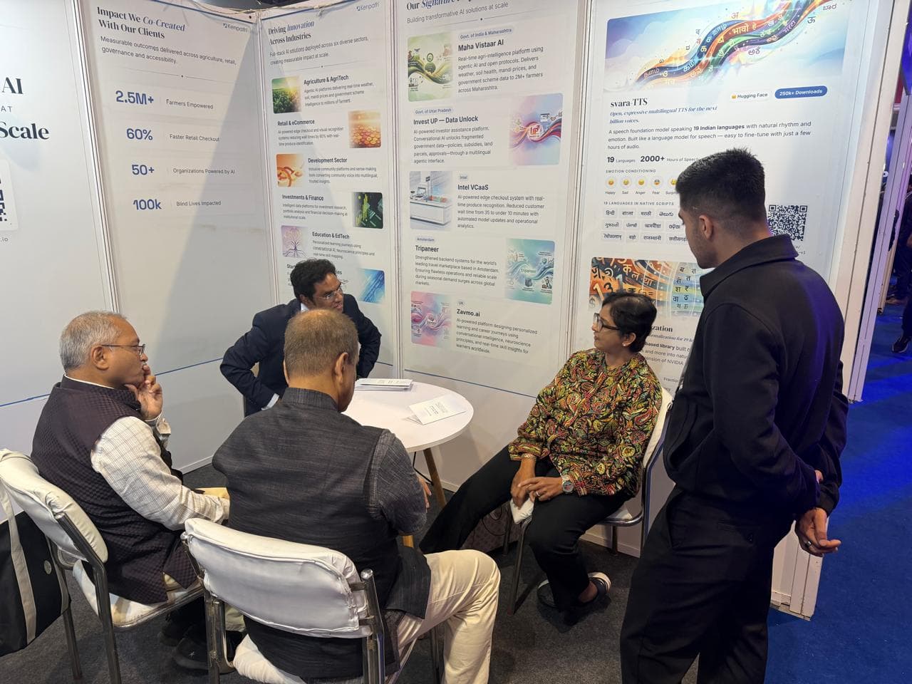 Visitors engaging with the Kenpath team at Booth 1.54, India AI Impact Summit 2026