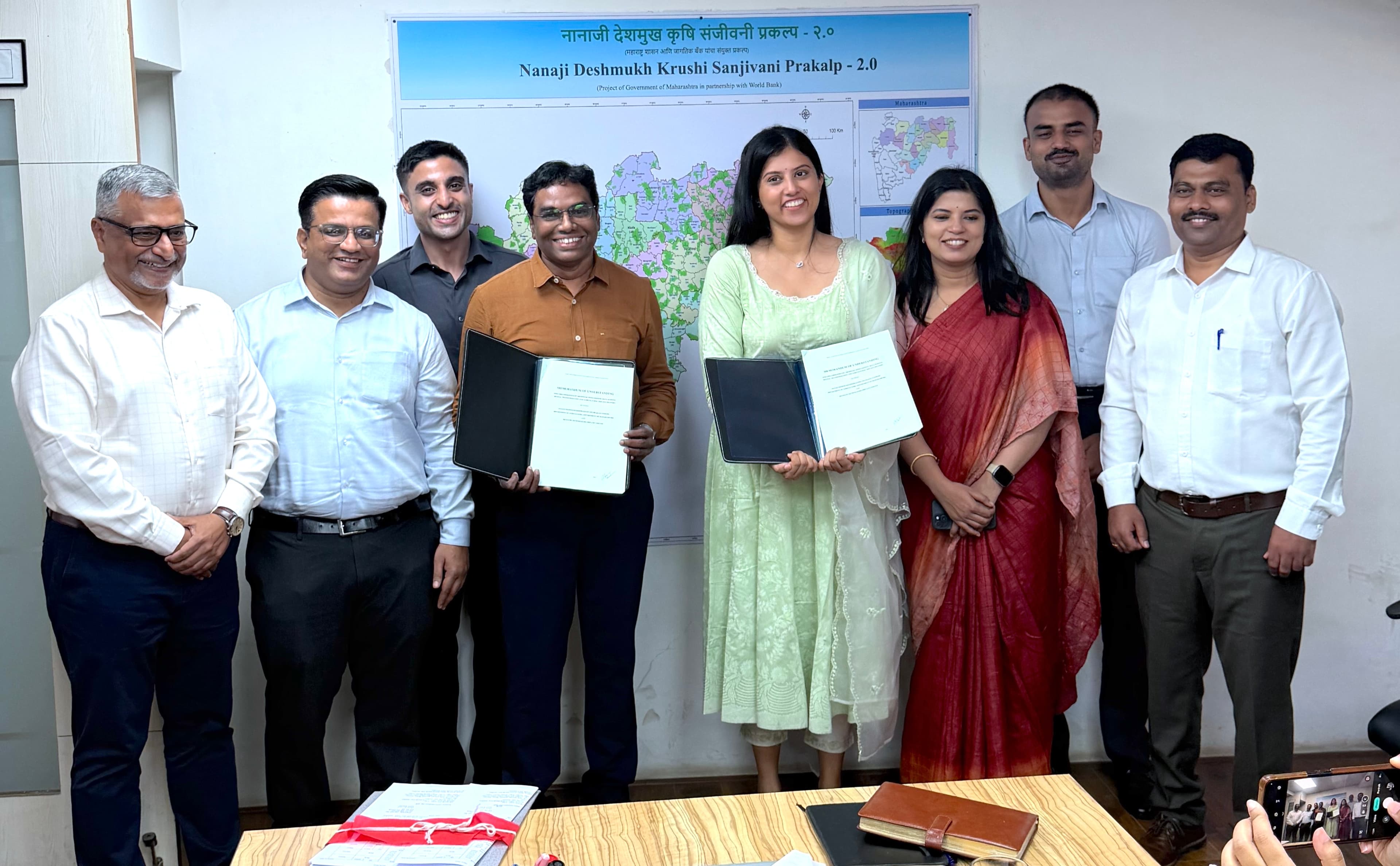 Kenpath and Department of Agriculture, Government of Maharashtra officials holding the signed MoU under PoCRA