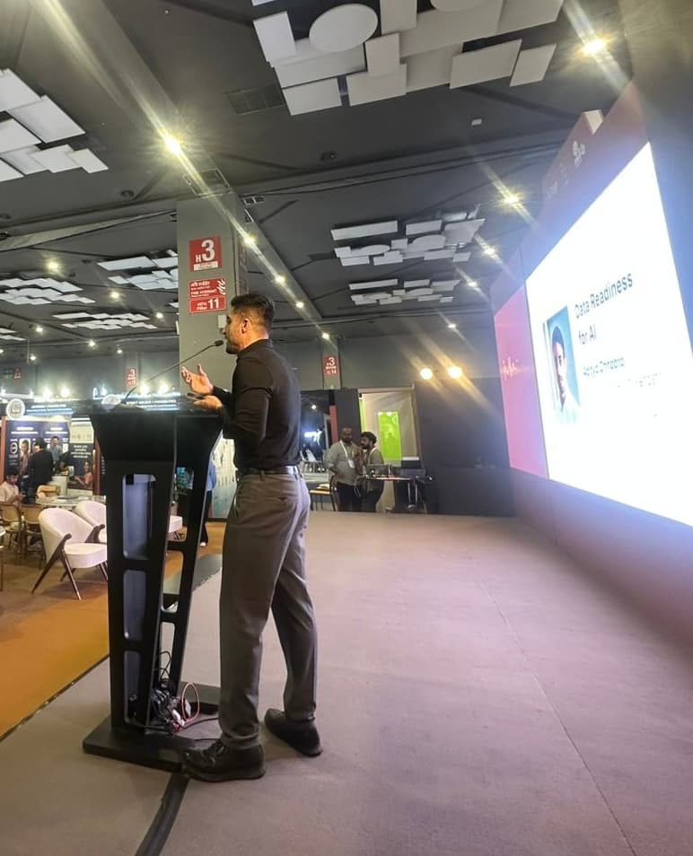Aditya Chhabra presenting Data Readiness for AI at Bharat Mandapam